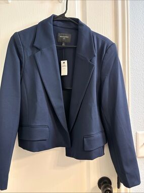 Banana Republic Navy Cropped Blazer - Tailored Lapel Jacket